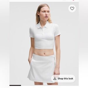 Lululemon pique right fit cropped white polo 4
